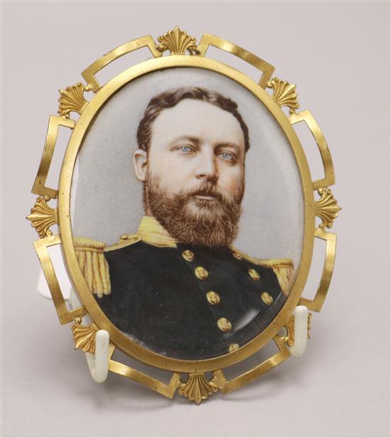 A portrait miniature of a naval officer c.1900 7.5 x 6cm.